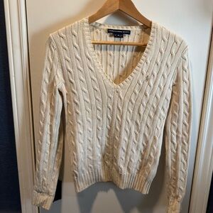 Ralph Lauren Cream V-Neck Cable Knit Sweater